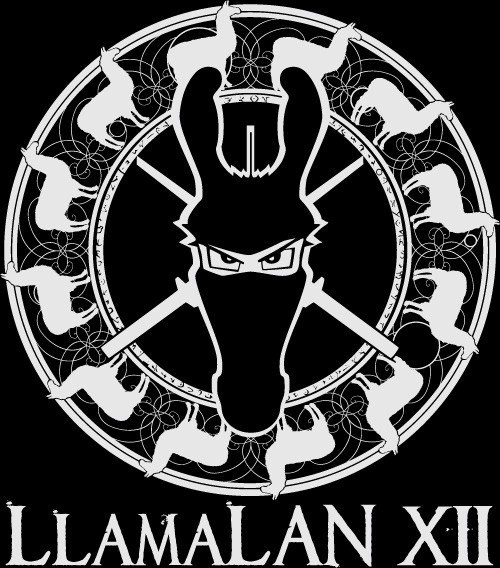 LlamaLAN XII T-Shirt Front: NINJAS!