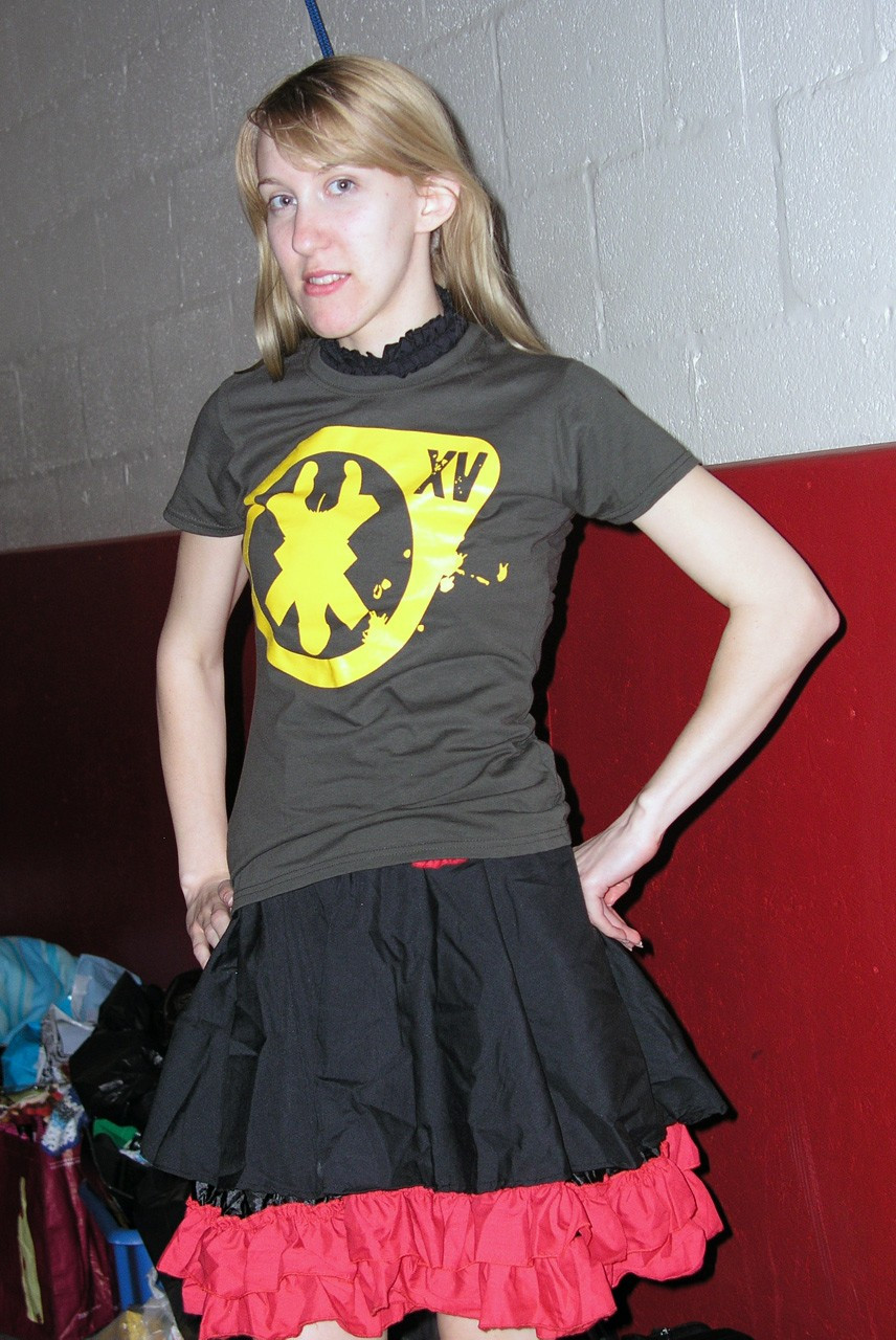 Rach modelling the LlamaLAN XV T-Shirt