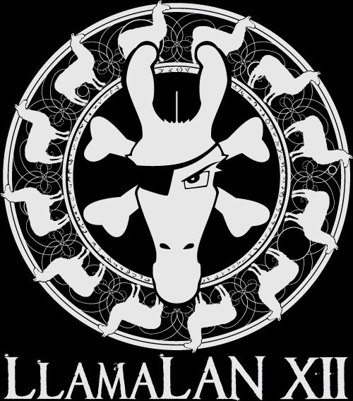 LlamaLAN XII T-Shirt Front: PIRATES!